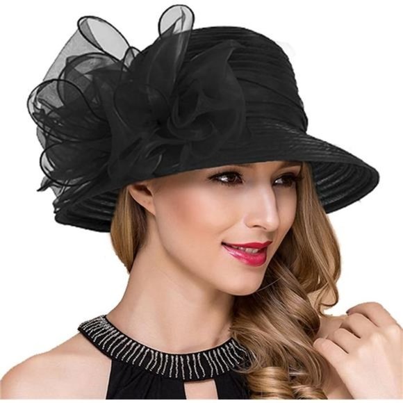 Lady Church Derby Dress Cloche Hat Black